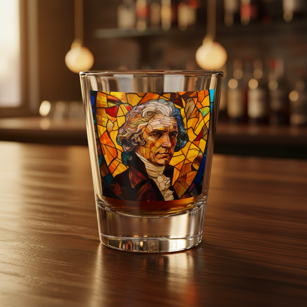 Thomas Jefferson Stained Glass Shot Glass, 1.5oz - 4LibertyShop.com
