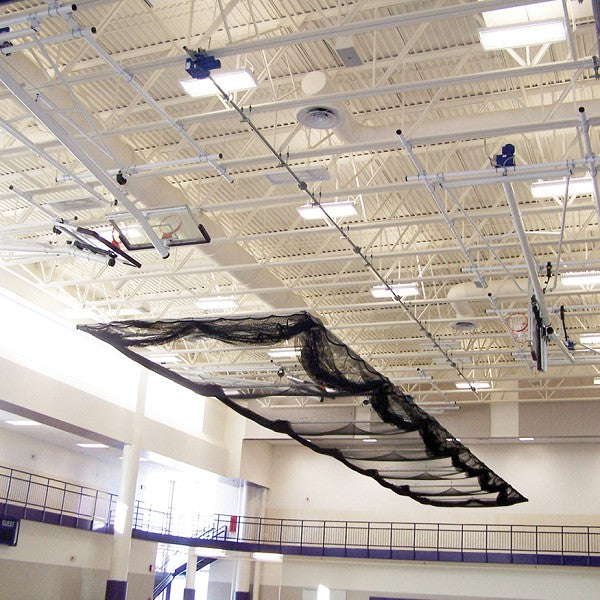 Jaypro Ceiling Suspended Retractable Batting Cage 70 ft. - 1-3/4 in. Baseball Mesh (Black)