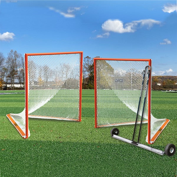 Jaypro Field Professional Lacrosse Goal Package 6x6x7 ft. - 2 Goals with Nets and Cart