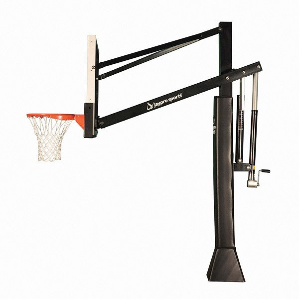 Jaypro Titan Adjustable Basketball System - 60 in. Tempered Glass Backboard, 5x5 Pole, Playground Goal