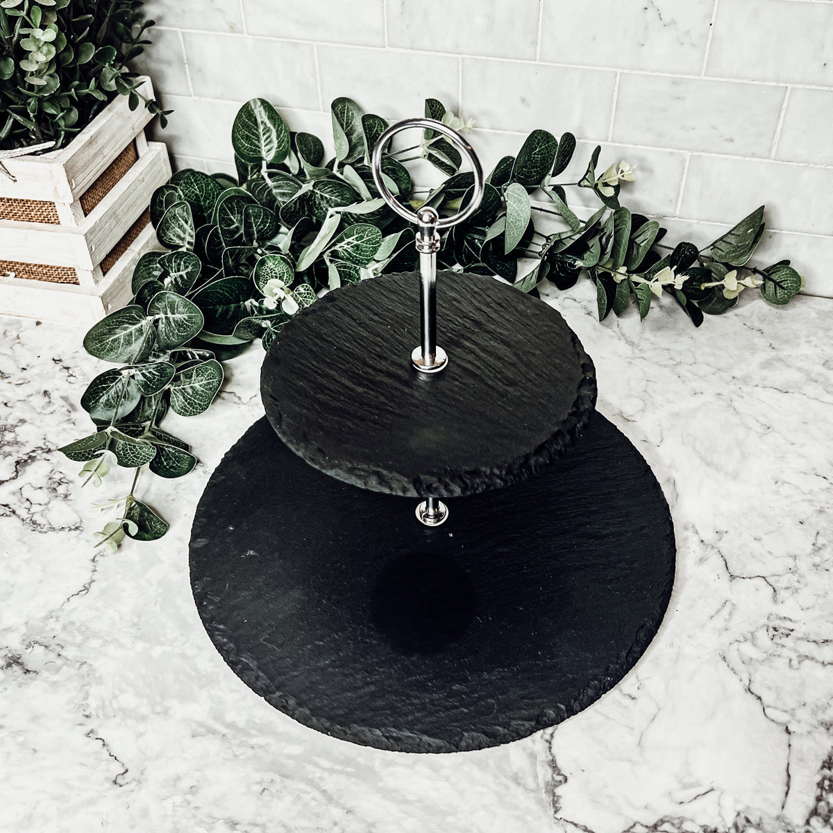 Tiered Slate Serving Stand - 3-Tier Dessert & Appetizer Display for Parties