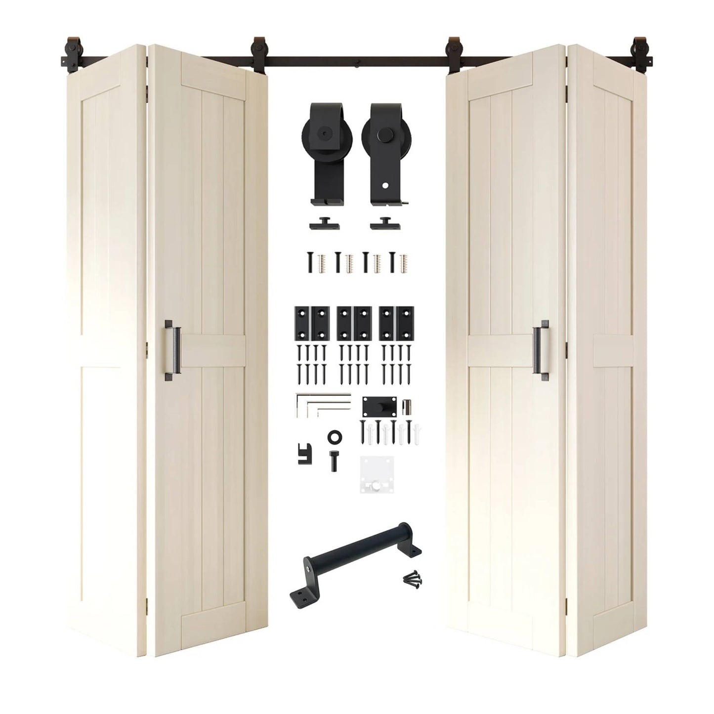 4-Door Bifold Barn Door Kit | Black Hardware