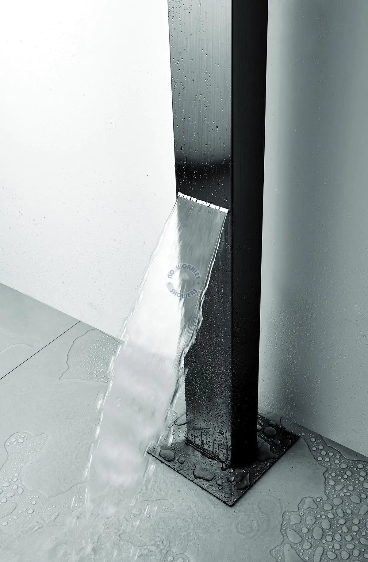 No Worries Showers Toorak Black 316L Marine Grade Stainless Steel Outdoor Pool Shower– Brushed Nickel / Silver Finish Rinse-Off Shower With Hand Shower Wand