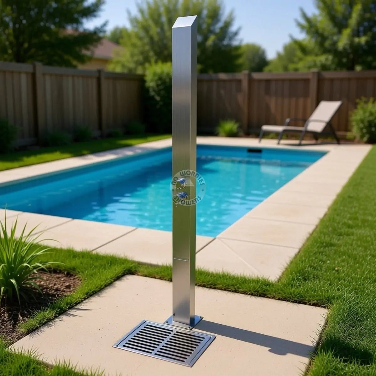 No Worries Showers Toorak Silver 316L Marine Grade Stainless Steel Outdoor Indoor Water Fall Pool Shower Rinse-Off Shower