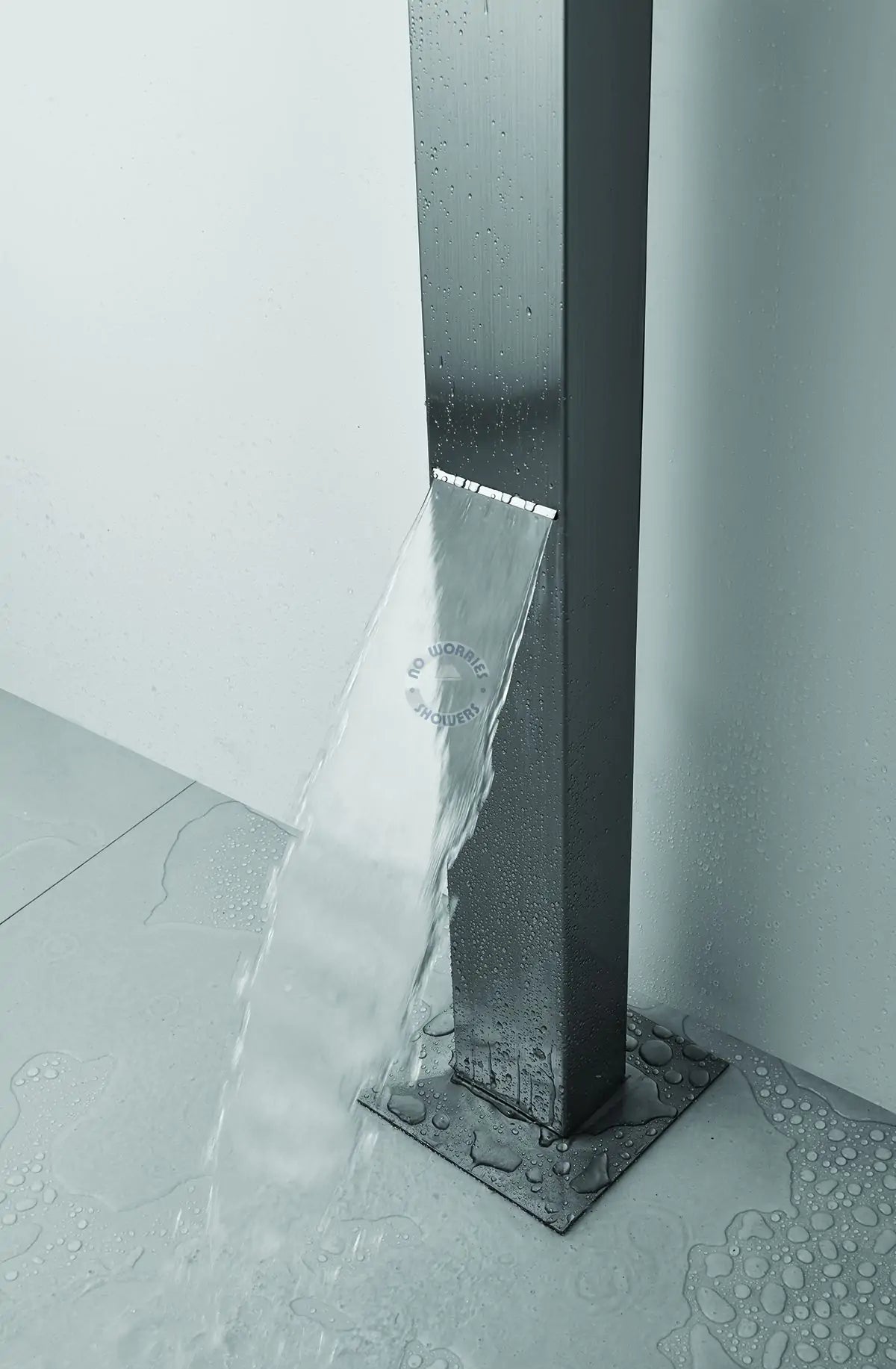 No Worries Showers Toorak Silver 316L Marine Grade Stainless Steel Outdoor Indoor Water Fall Pool Shower Rinse-Off Shower