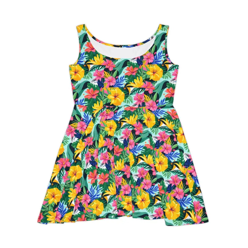 Ocean State Styles Skater Dress Tropical Bloom Floral Print