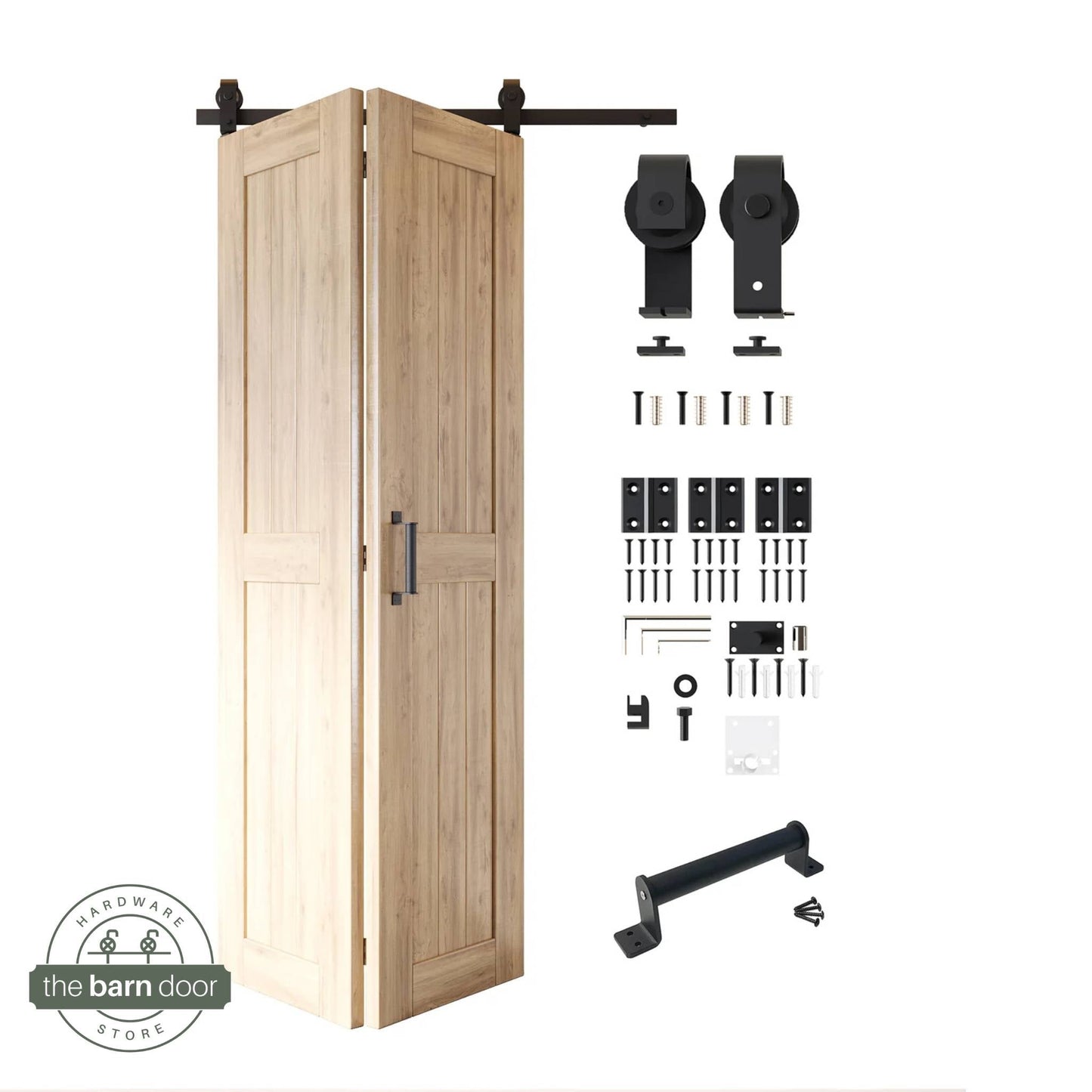 2-Door Bifold Barn Door Kit | Black Hardware
