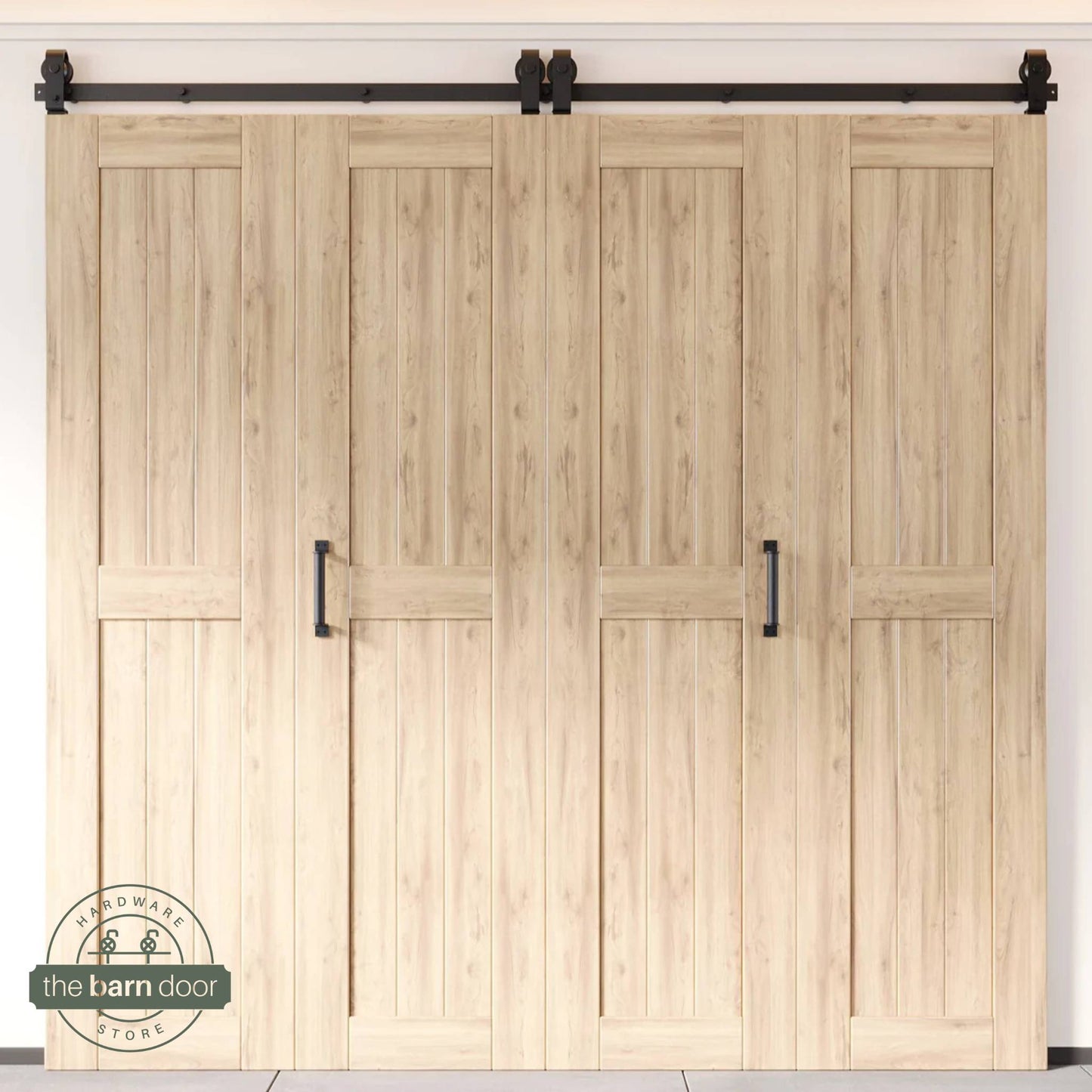 4-Door Bifold Barn Door Kit | Black Hardware