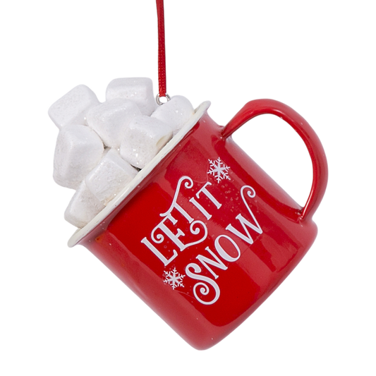 Hot Cocoa Mug with Marshmallows Ornament - Let It Snow