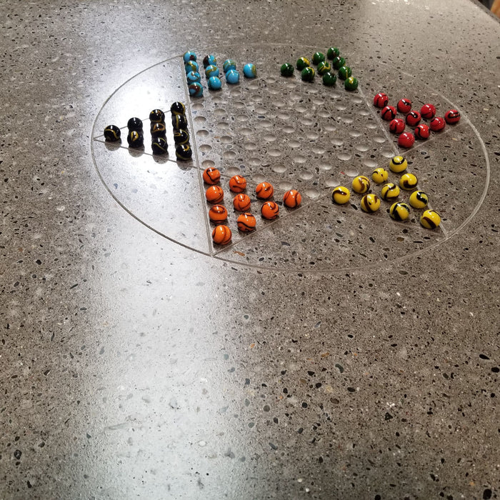 Stone Age Concrete Outdoor Chinese Checkers Table - Freestanding