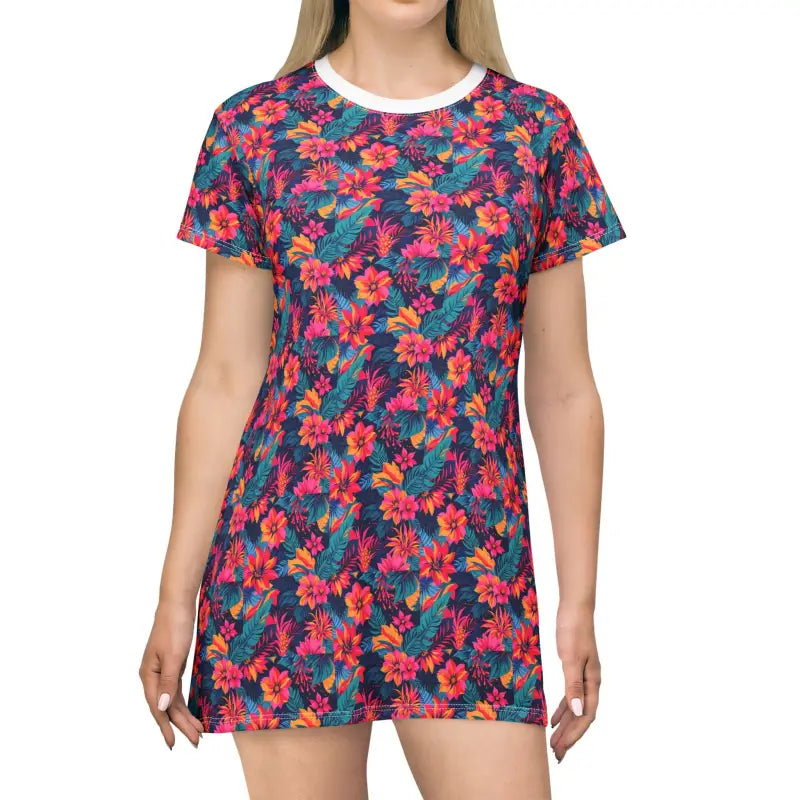Ocean State Styles Women T Shirt Dress Floral Print Beach