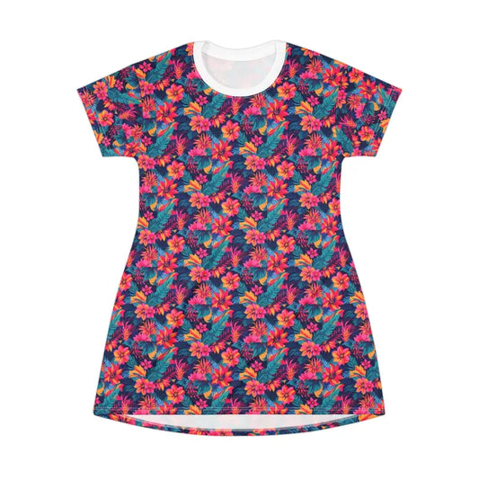 Ocean State Styles Women T Shirt Dress Floral Print Beach