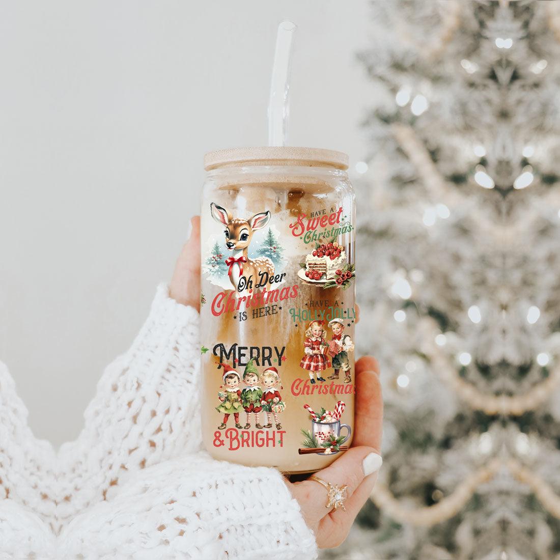 Vintage Christmas 17oz Can Cup - Retro Holiday Tumbler With Nostalgic Graphics
