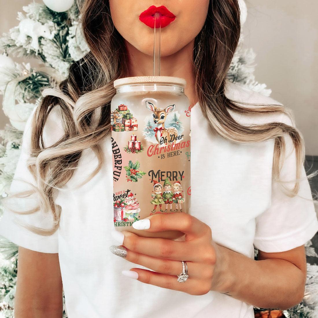 Vintage Christmas 17oz Can Cup - Retro Holiday Tumbler With Nostalgic Graphics