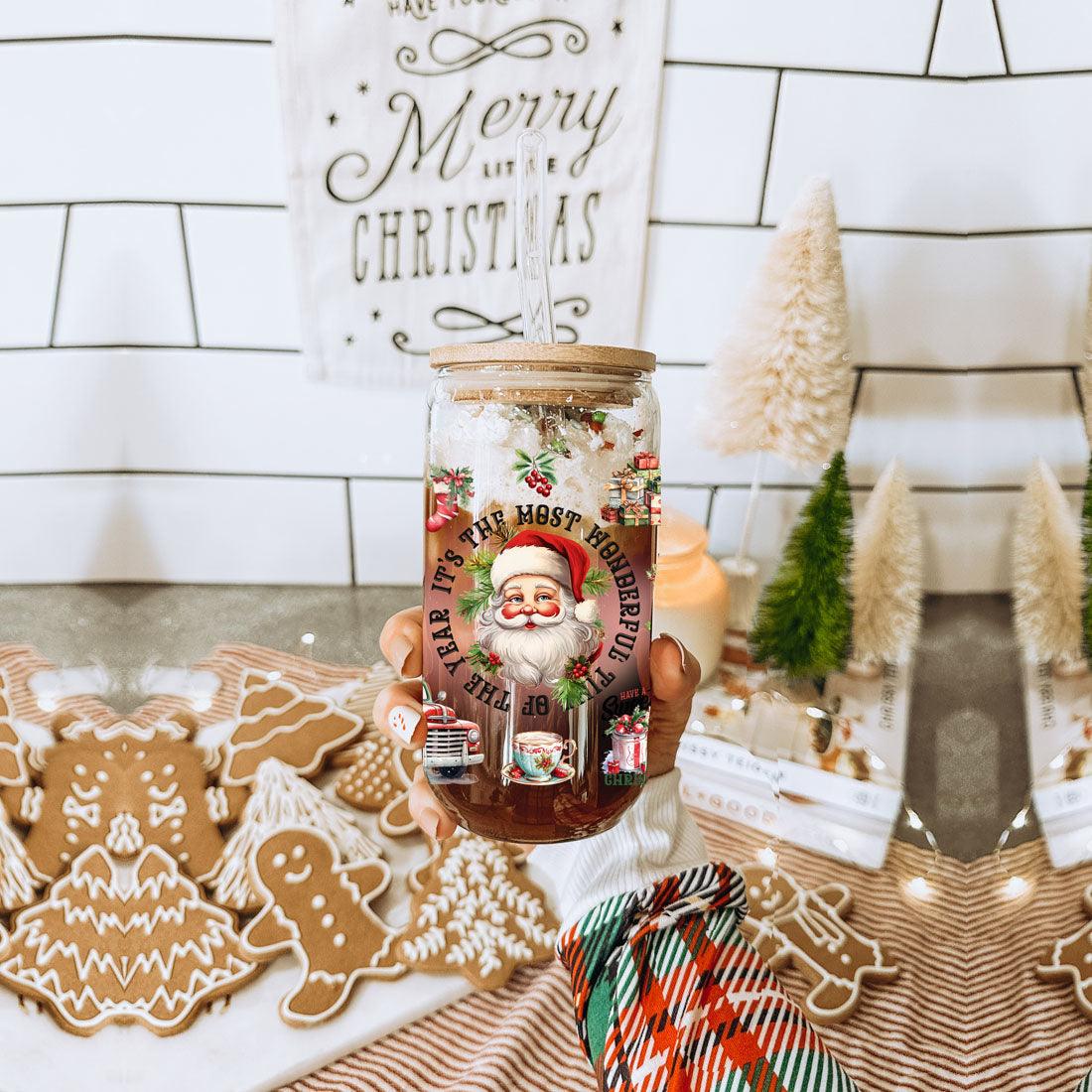 Vintage Christmas 17oz Can Cup - Retro Holiday Tumbler With Nostalgic Graphics