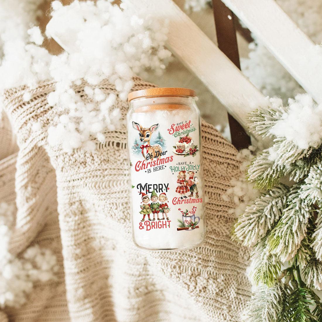 Vintage Christmas 17oz Can Cup - Retro Holiday Tumbler With Nostalgic Graphics