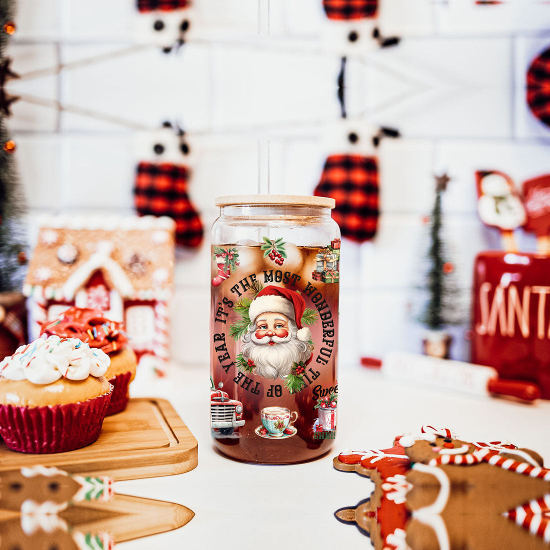 Vintage Christmas 17oz Can Cup - Retro Holiday Tumbler With Nostalgic Graphics