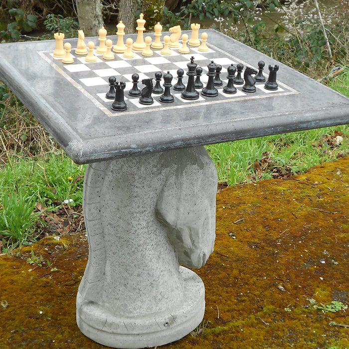 Stone Age Knight Style Concrete Outdoor Chess Table