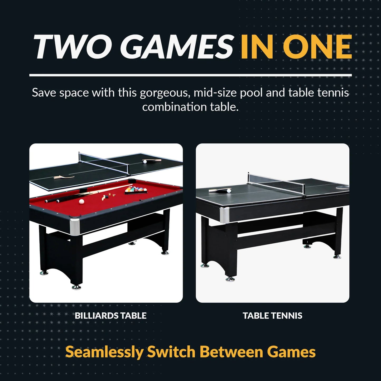 Hathaway Spartan 6-ft Pool Table with Table Tennis Top