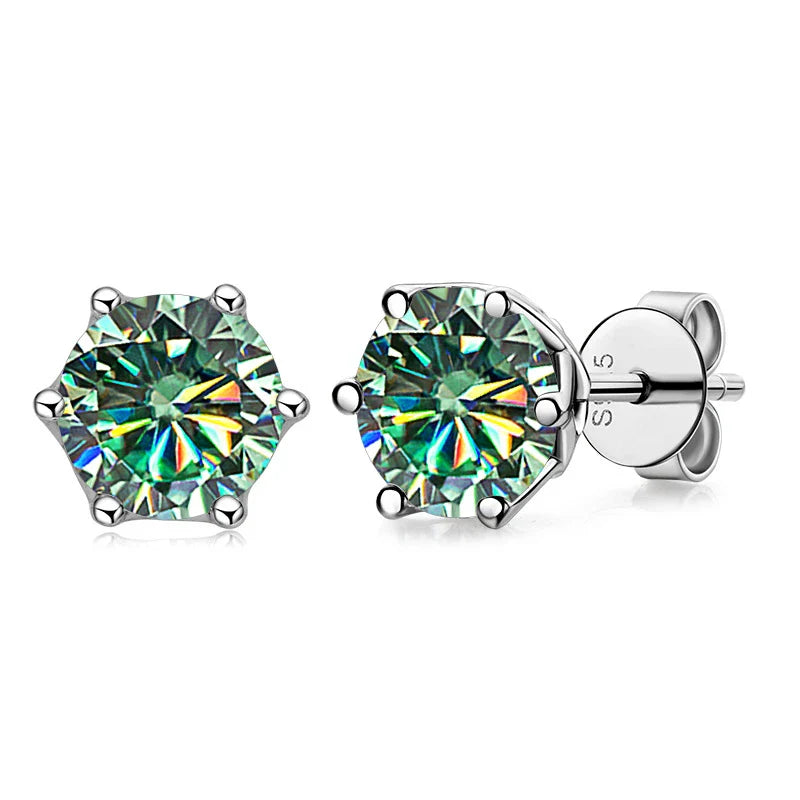 VVS D Color Russian Cut Moissanite Stud Earrings 1/2/4 CT S925 Sterling Silver