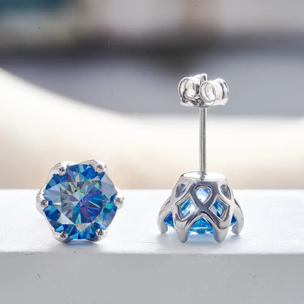 VVS D Color Russian Cut Moissanite Stud Earrings 1/2/4 CT S925 Sterling Silver