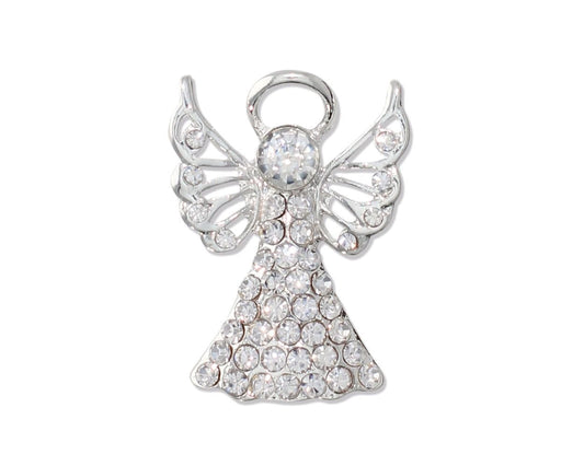 Crystal And Silver Angel - Pin