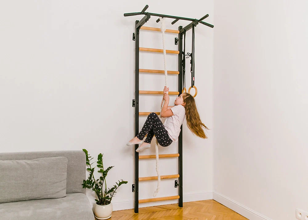 BenchK 721 Exercise Rehabilitation Wooden Wall Bars with Gymnastic Accessories