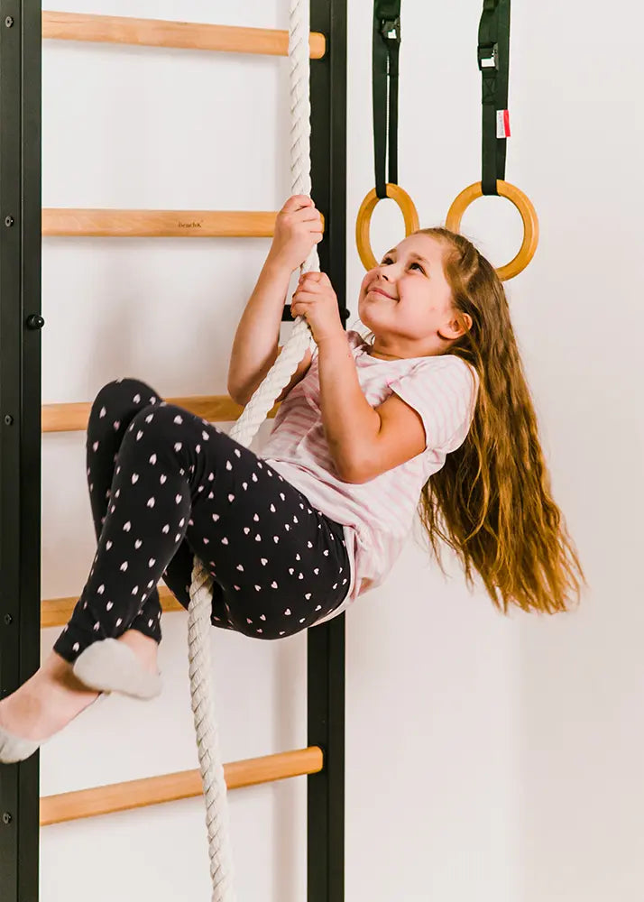 BenchK 721 Exercise Rehabilitation Wooden Wall Bars with Gymnastic Accessories