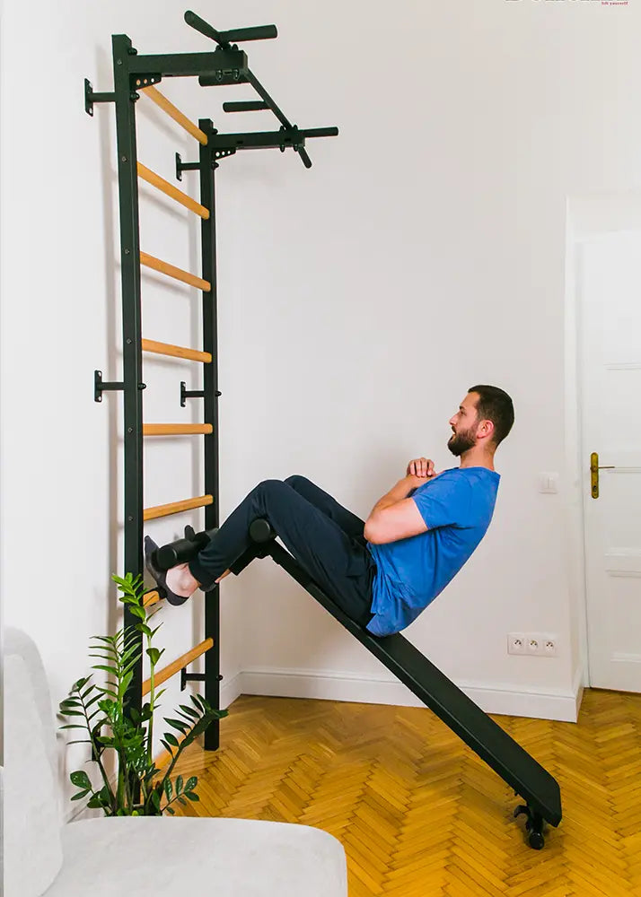 BenchK 723 Gymnastic Ladder with Workout Bench for Home Gym or Fitness Room