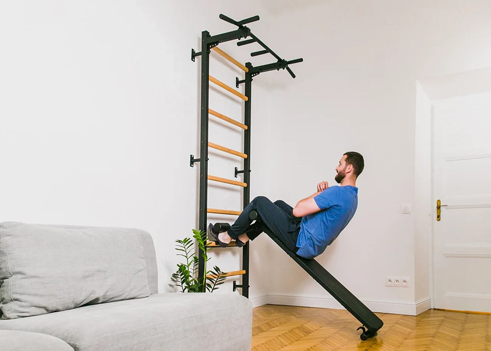 BenchK 723 Gymnastic Ladder with Workout Bench for Home Gym or Fitness Room