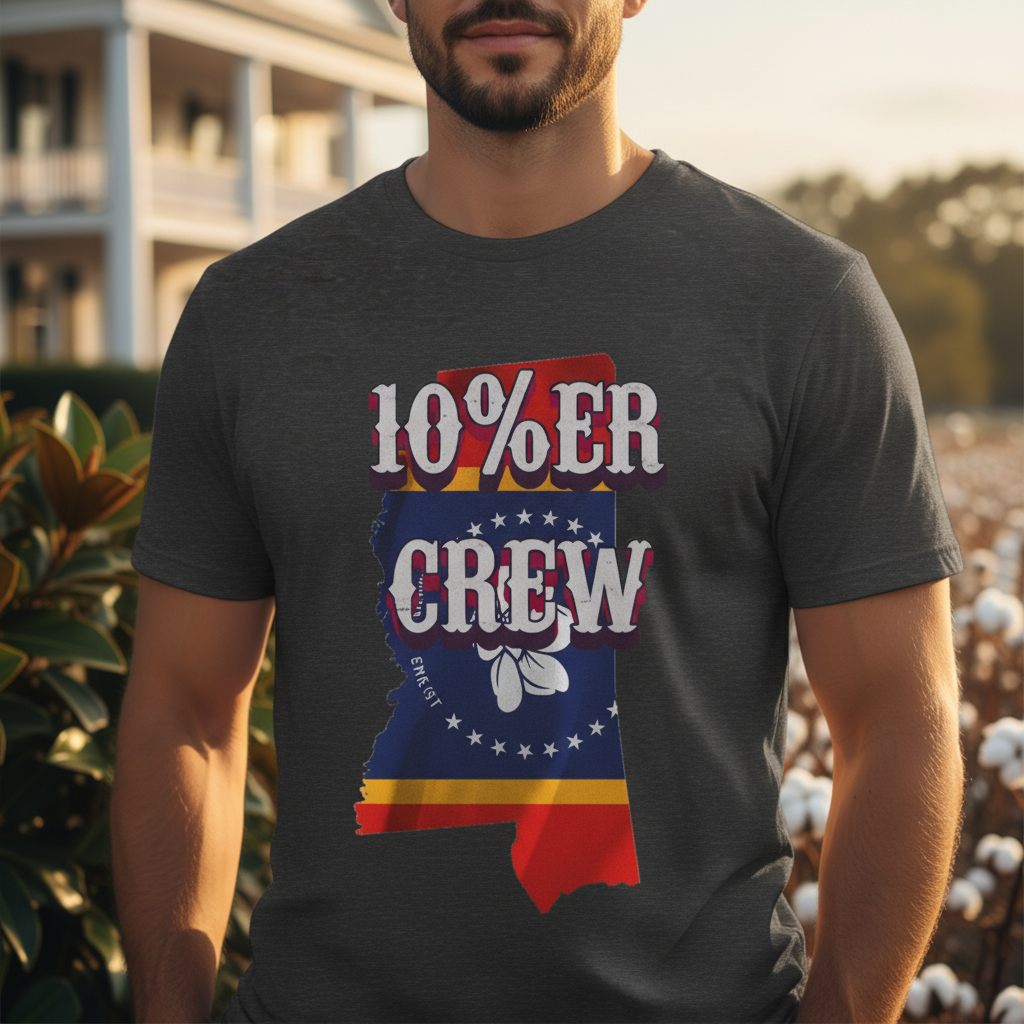 Walton & Johnson: 10%er Crew Mississippi Tee - 4LibertyShop.com