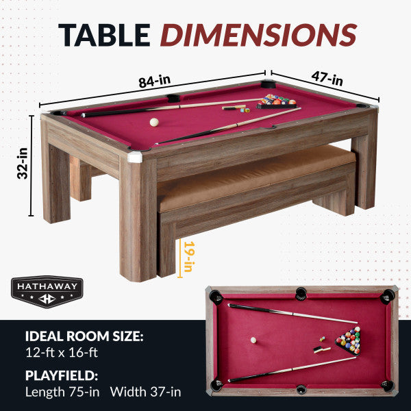 Hathaway Newport 7-ft Pool Table Combo Set with Benches