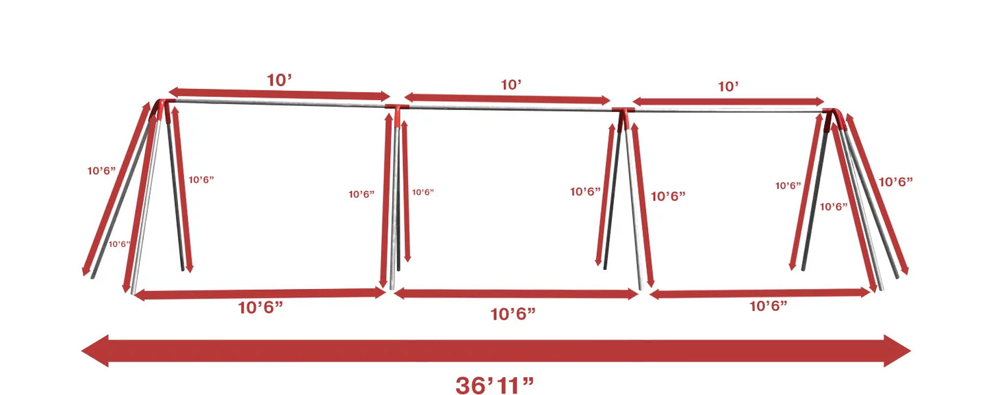 8 ft Commercial Swing Set 6 Swings 3 Bay Heavy Duty