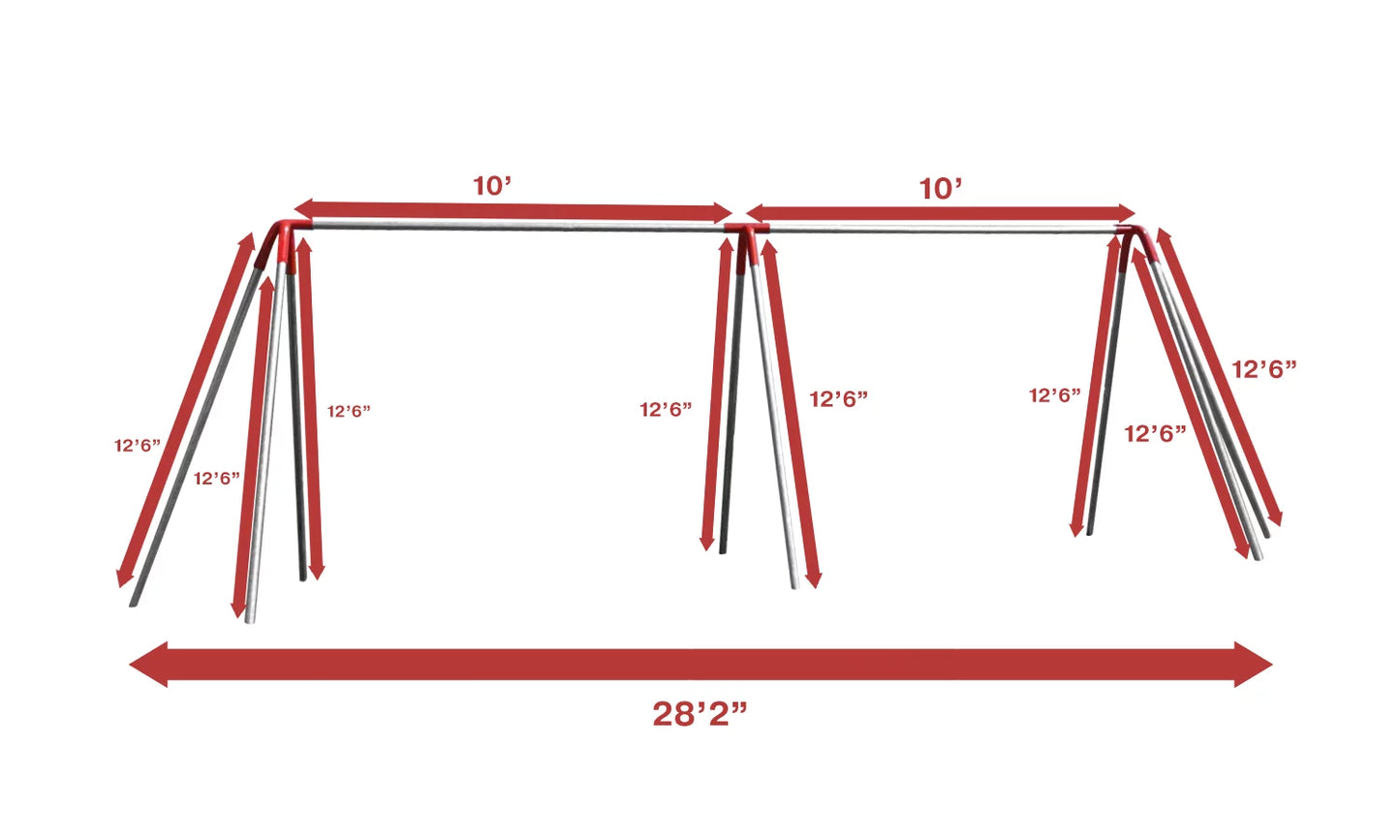 10 ft Commercial Swing Set - 4 Swings 2 Bay Heavy Duty