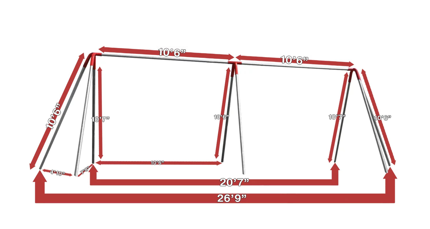 8 ft Commercial Swing Set 4 Swings 2 Bay Heavy Duty