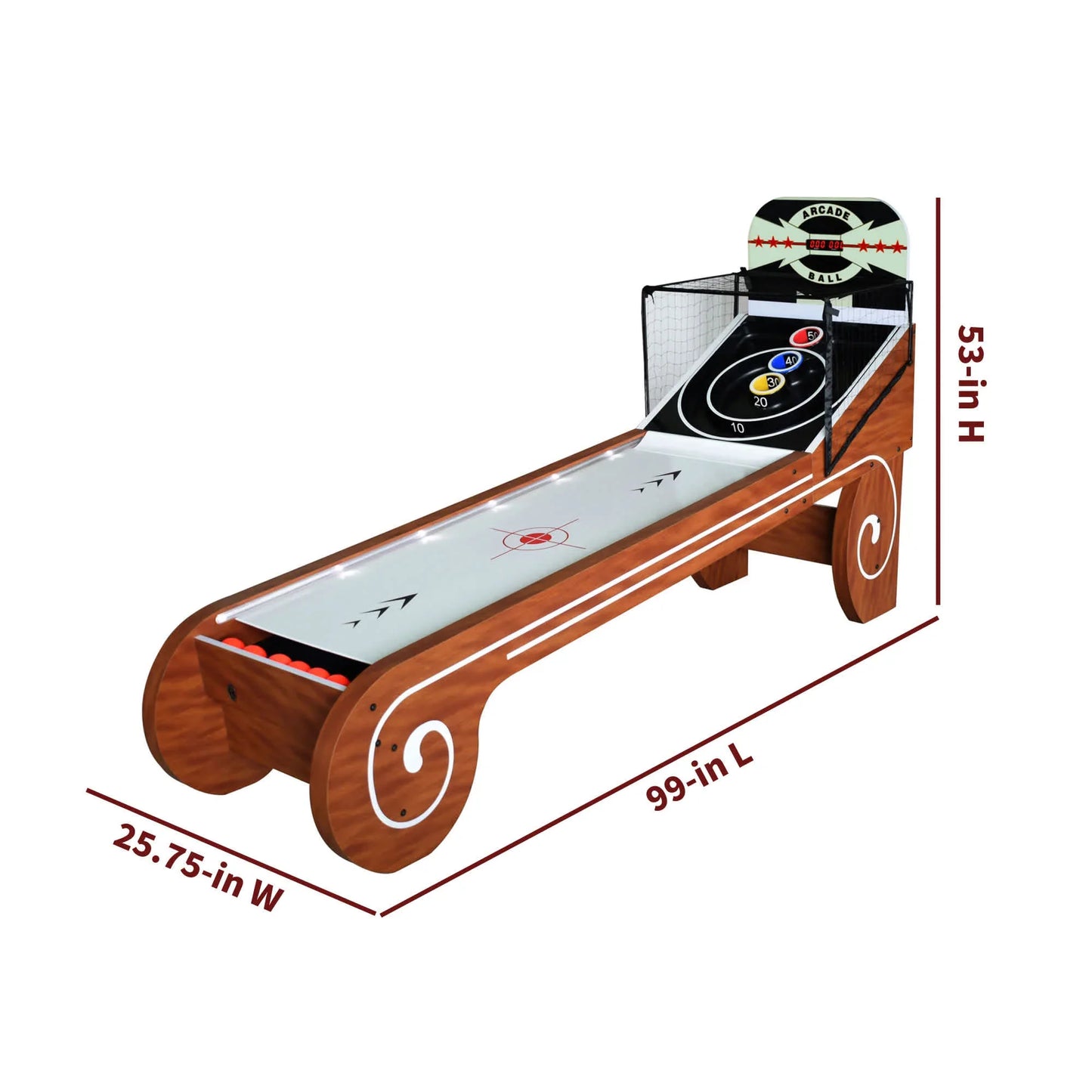 Hathaway Boardwalk 8-ft Alley Roller and Score Arcade Game Table with LED Scoring