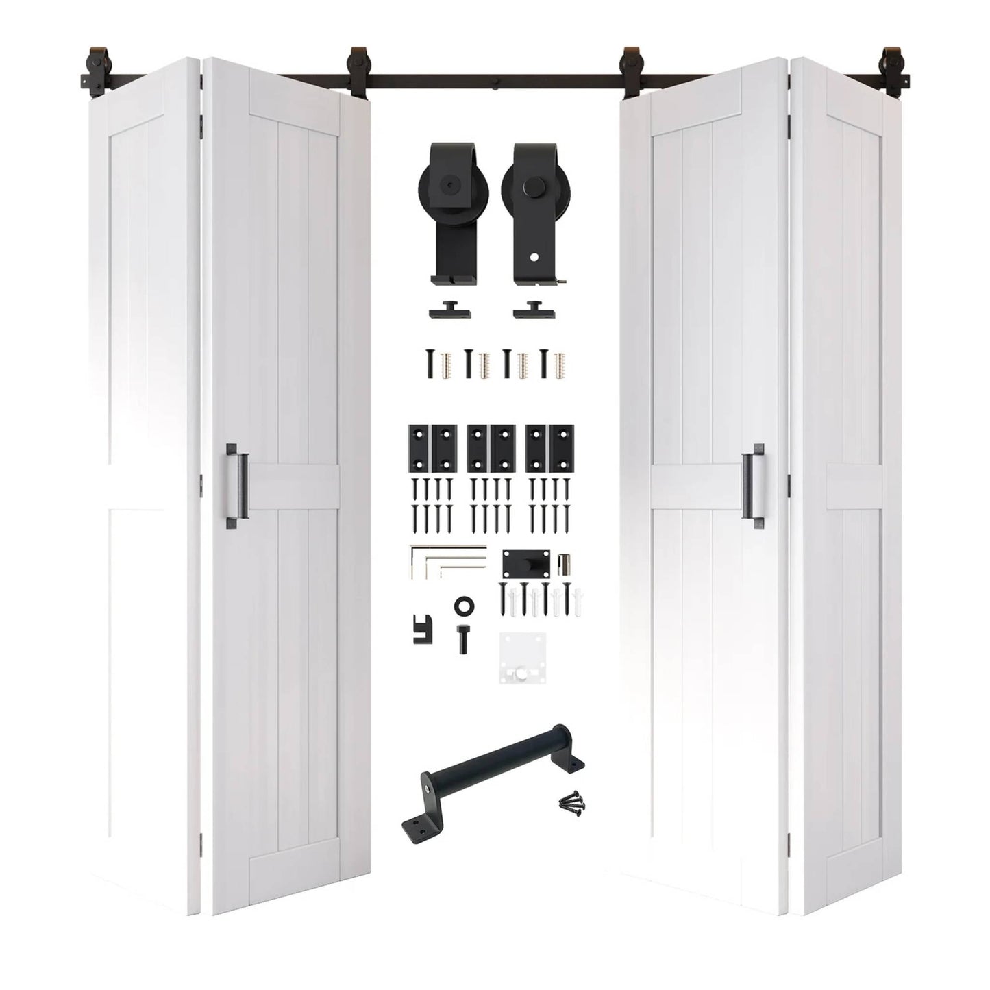 4-Door Bifold Barn Door Kit | Black Hardware