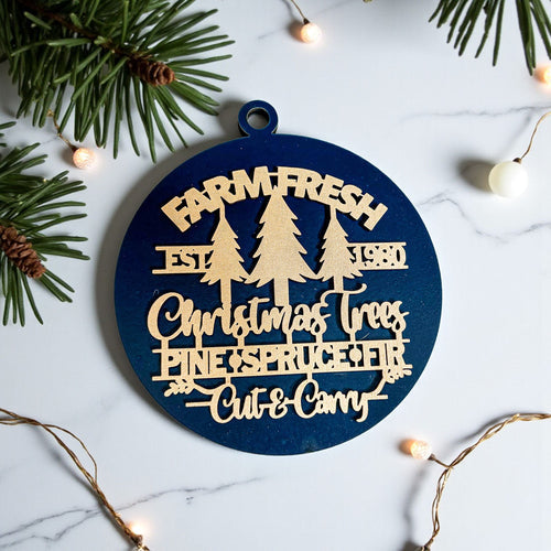 Farm Fresh Wooden Christmas Tree Ornament - Vintage Farmhouse Rustic Tree Trio
