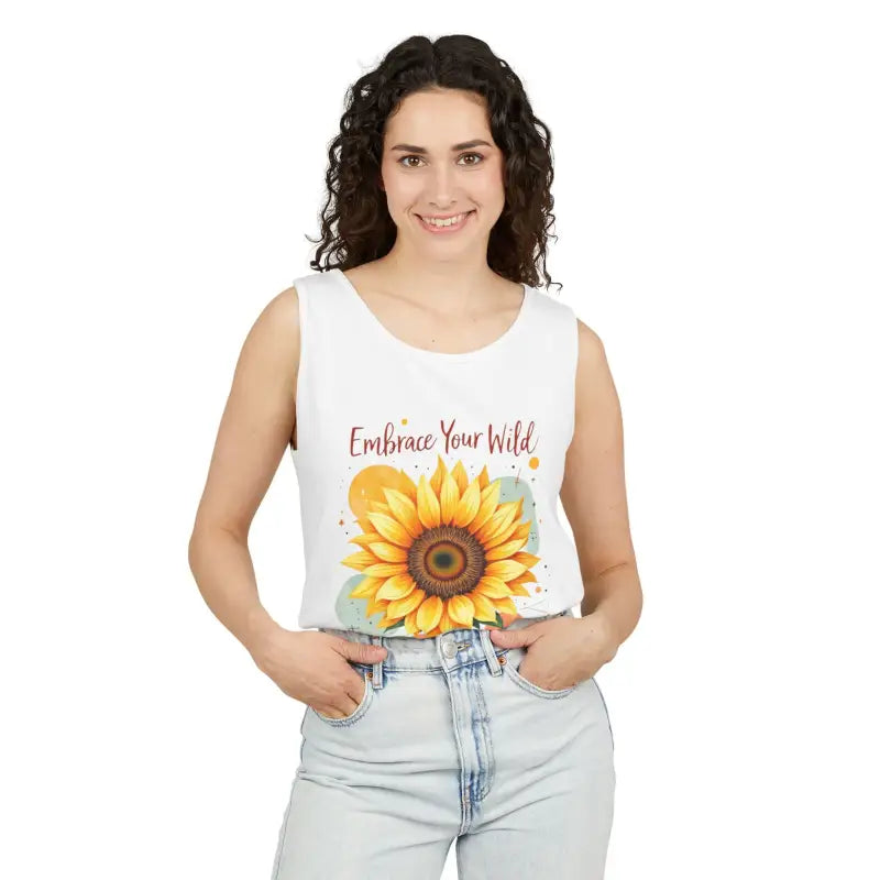 Ocean State Styles Tank Top Vibrant Sunflower Print