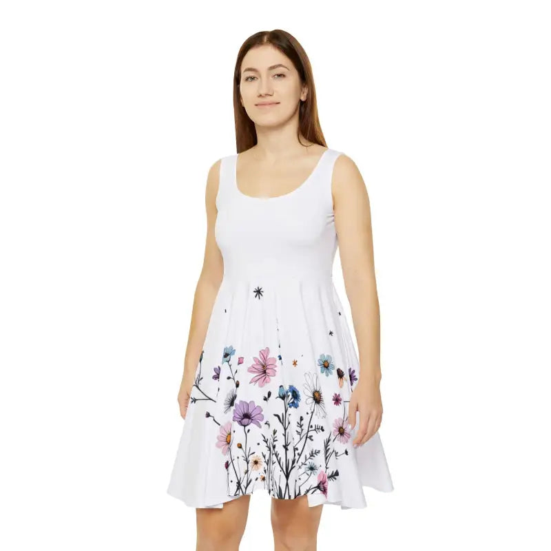 Ocean State Styles Floral Print Sleeveless Skater Dress