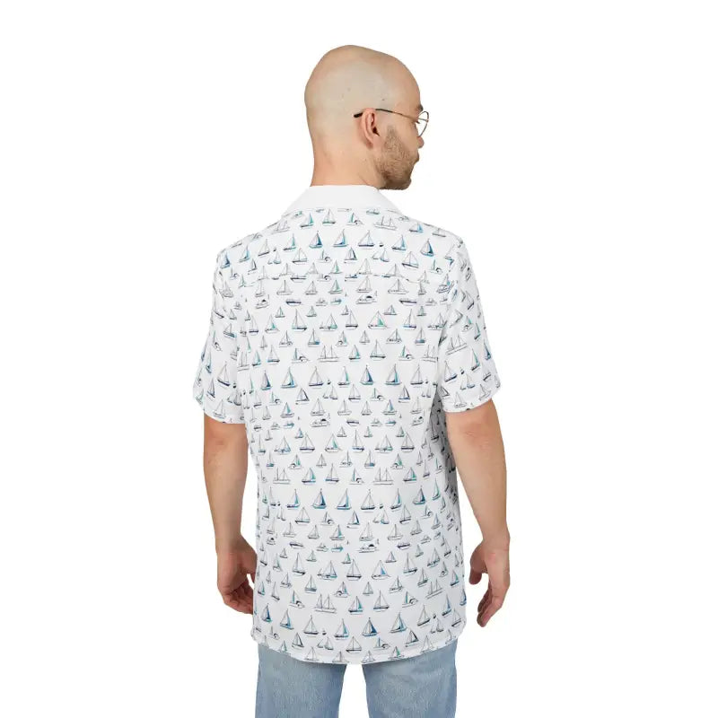 Ocean State Styles Shirt Sailboat Pattern Short Sleeve
