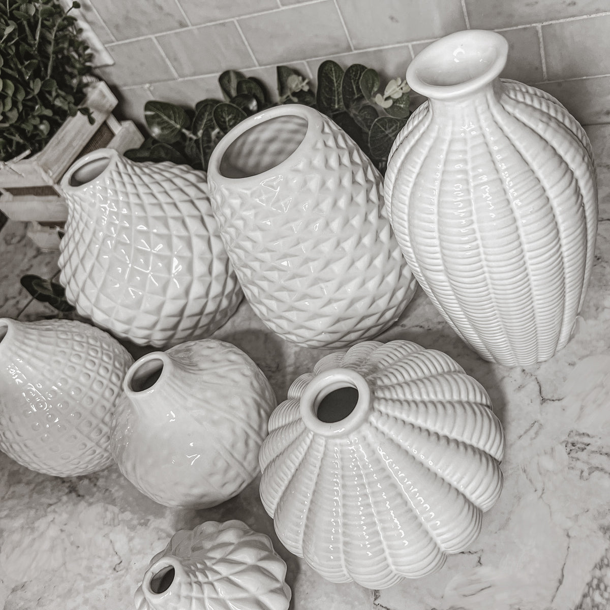 Whitney Ceramic Vases White Artisan Decorative Vase Set Or Single For Mantel
