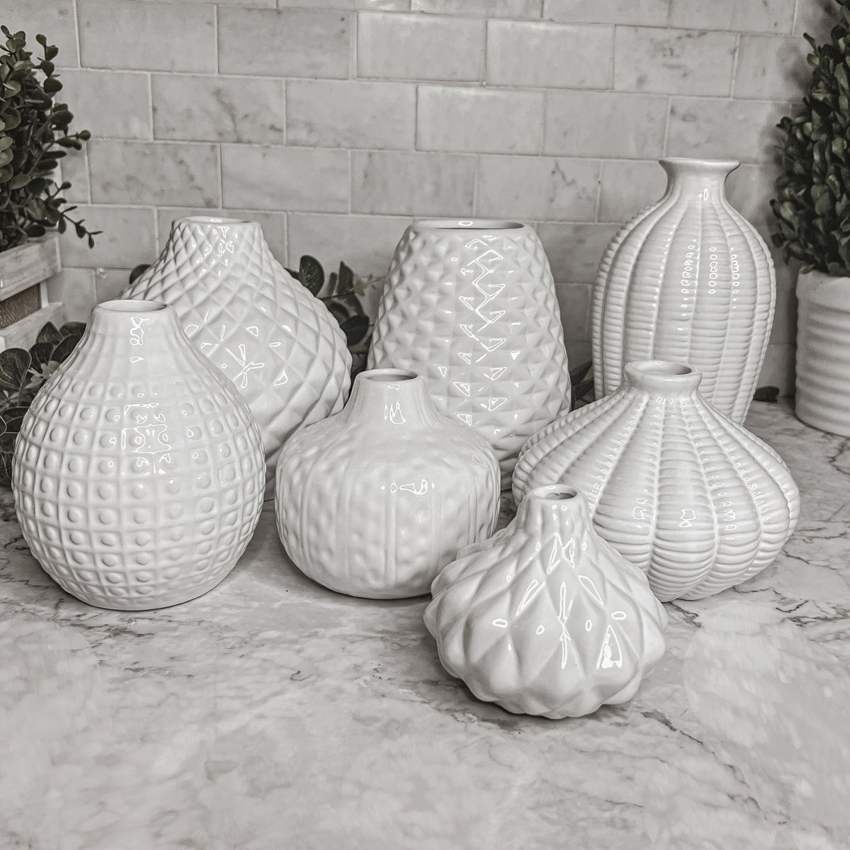 Whitney Ceramic Vases White Artisan Decorative Vase Set Or Single For Mantel