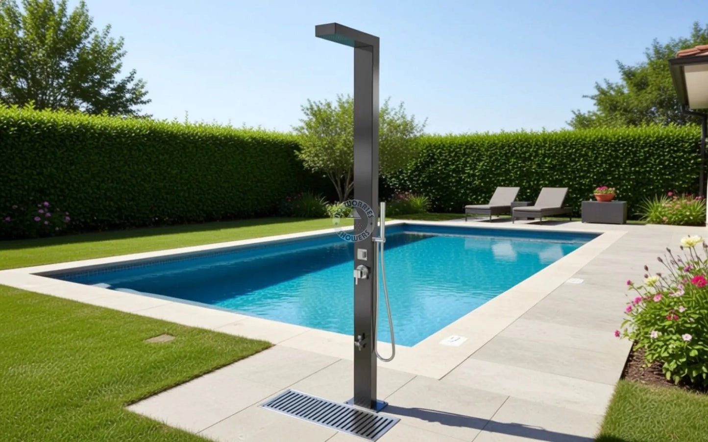 No Worries Showers Windsor Black ADA 316L Marine Grade Stainless Steel Outdoor Pool Shower