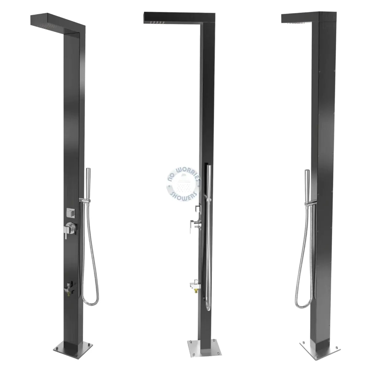 No Worries Showers Windsor Black ADA 316L Marine Grade Stainless Steel Outdoor Pool Shower