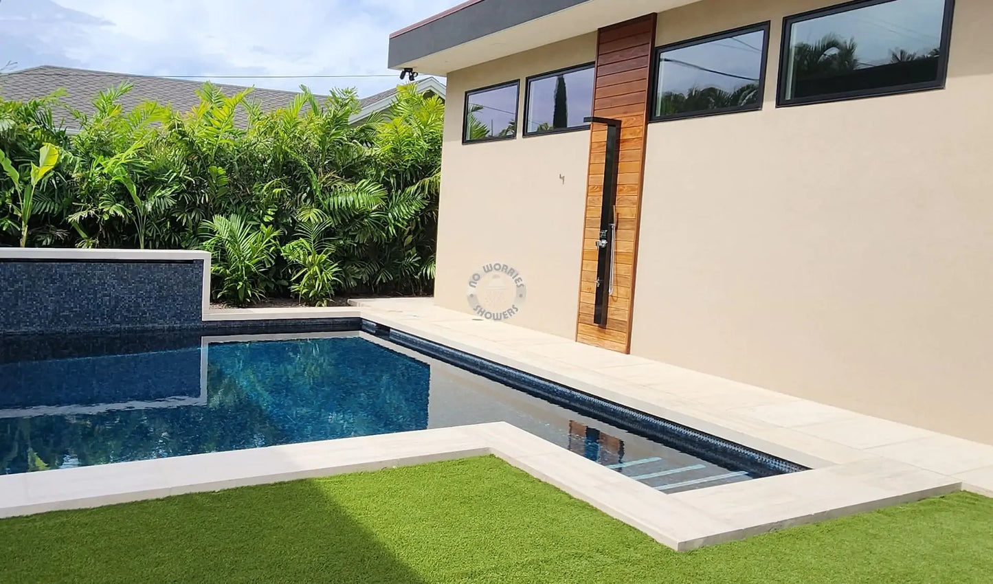 No Worries Showers Windsor Black ADA 316L Marine Grade Stainless Steel Outdoor Pool Shower