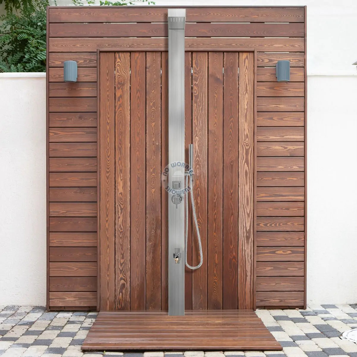 No Worries Showers Windsor Silver ADA 316L Marine Grade Stainless Steel Outdoor Pool Shower Rinse-Off Shower