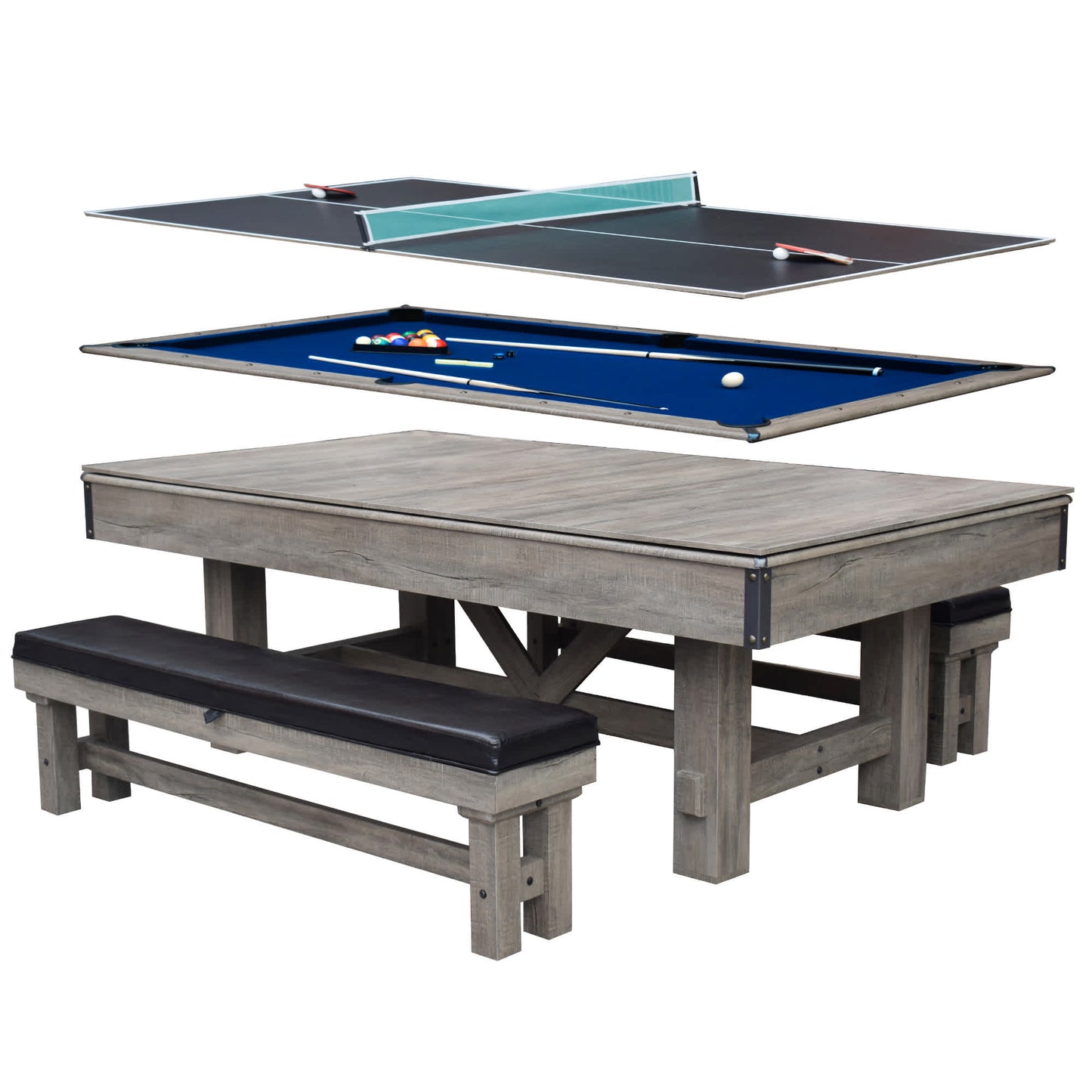 Hathaway Logan 7-ft Pool Table Combo Set with Benches