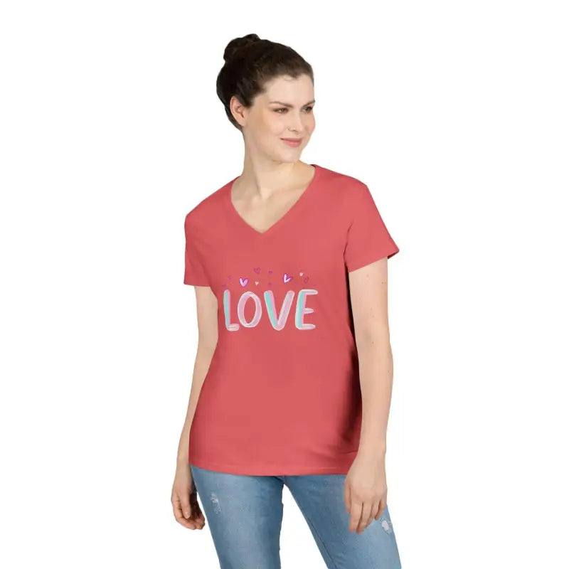 Ocean State Styles Womens V Neck Love Tee T Shirt Casual