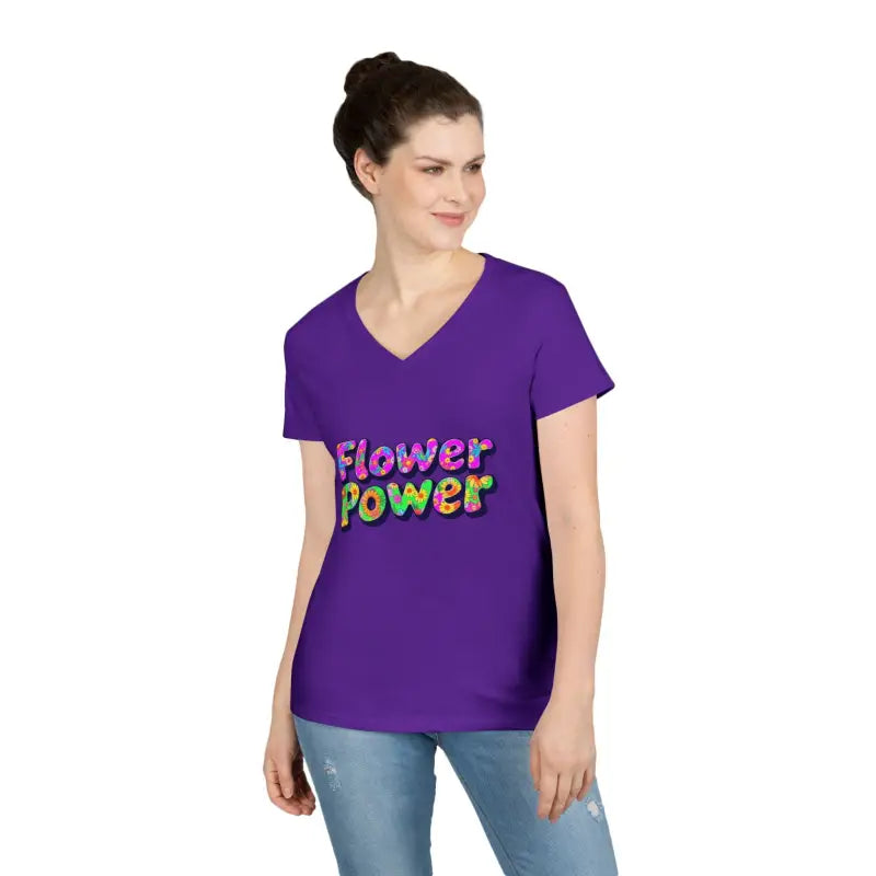 Ocean State Styles T Shirt Flower Power Women V Neck
